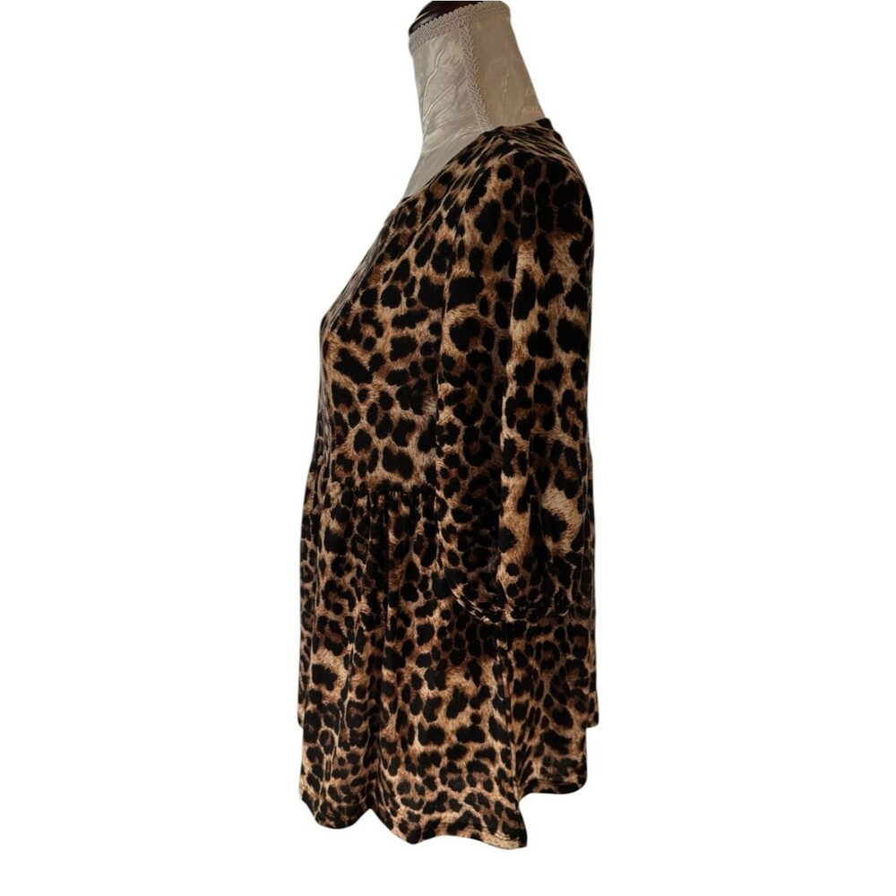Lime + Chile Leopard Print Peplum Top - Brown - Picture 4 of 10